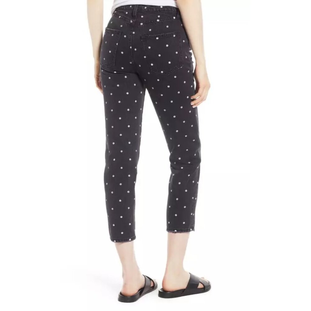 Current/Elliott Vintage Cropped Slim Jean Black Polka Dot Size 26 - Picture 9 of 9